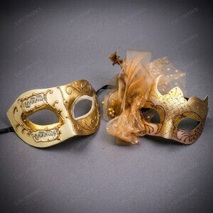 Venetian Music Floral Masquerade Halloween Party mask Gold